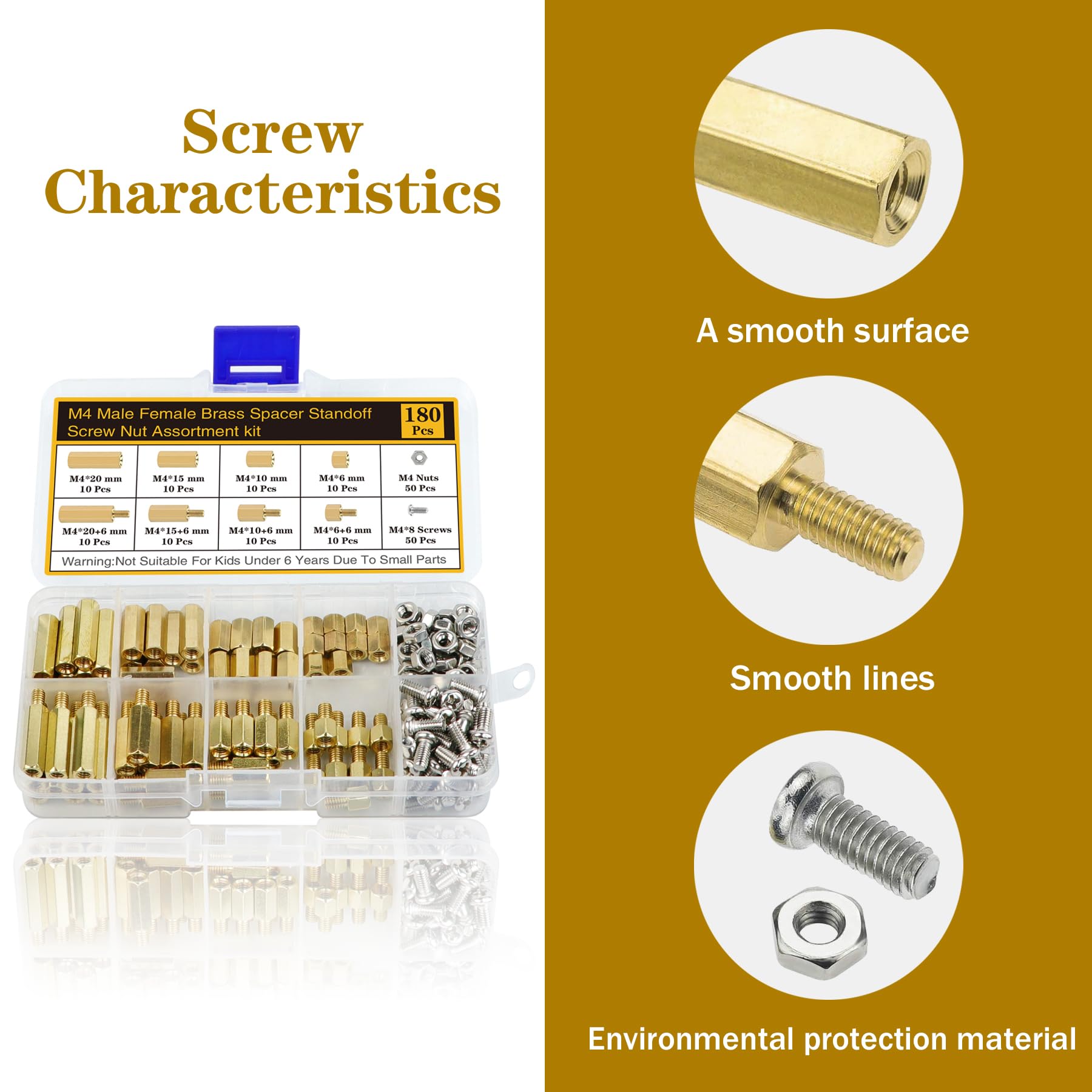 400Pcs M2 Motherboard Standoffs&Screws&Nuts Kit, Hex Male-Female Brass Spacer Standoffs, Laptop Screws for DIY Computer Build, Electronic Projects, Raspberry Pi, Circuit Board etc.