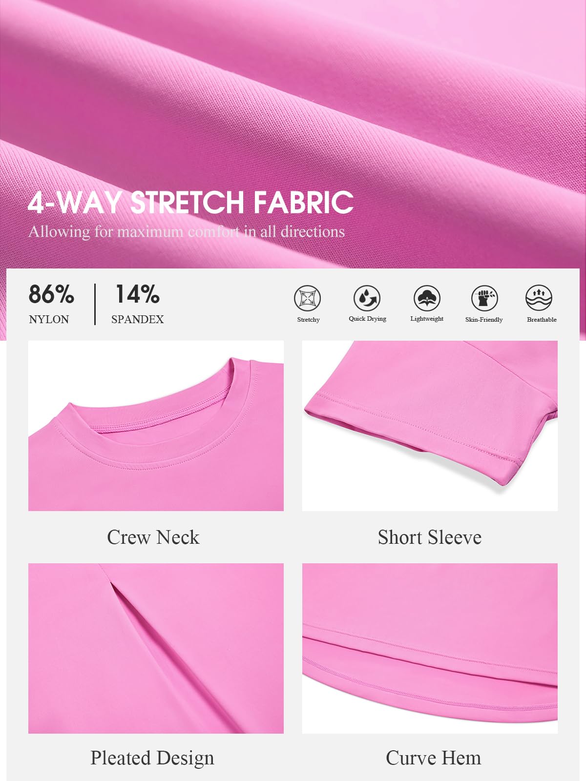 Haloumoning Girls Loose Athletic Shirts Short Sleeve Crop Tops Kids Quick Dry Gym Yoga Tees 5-14 Years