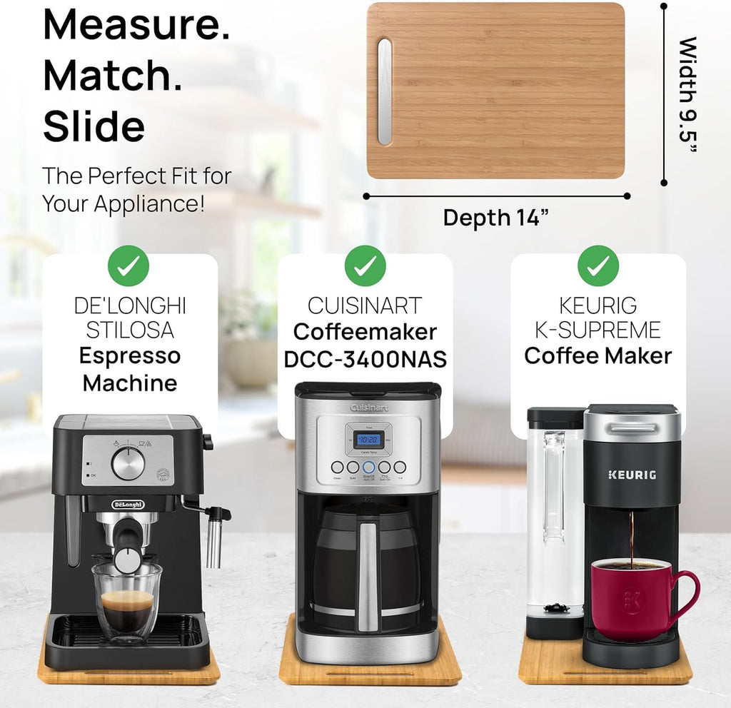Ibyx Premium Bamboo Mixer Slider for KitchenAid 4.5-5 Qt Tilt-Head Stand Mixer - Food-Grade Appliance Slider Mat for Kitchen Countertop Storage Accessories (Black)
