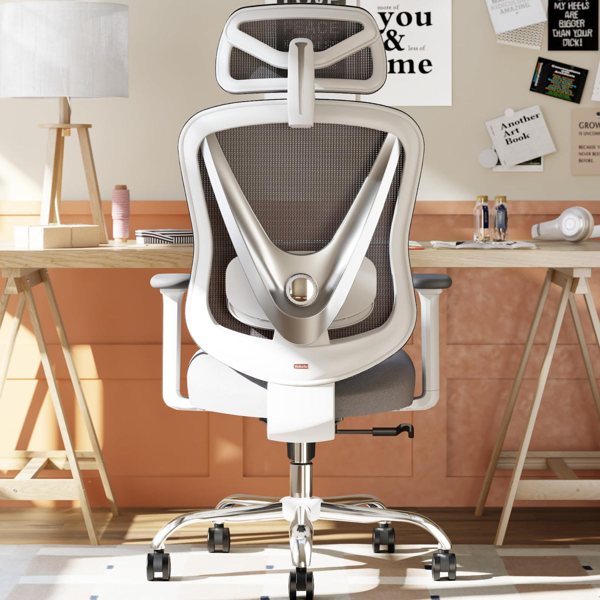 HOLLUDLE Ergonomic Mesh Office Chair - 3D Adjustable Lumbar Support & 3D Armrests, V-Shaped Back, Adjustable Desk Chair for Office & Home, Black