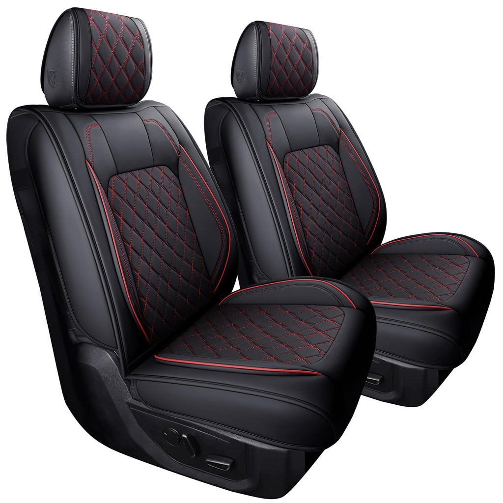 Aierxuan Dodge Ram Front Seat Covers Custom Fit 2009-2026 1500/2500/3500 Truck Pickup Crew Quad Regular Cab Heavy Duty Waterproof Leather Airbag Compatible Cushions(2 PCS Front/Black)
