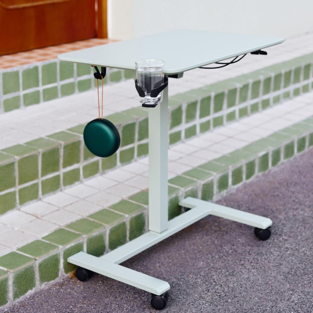 TopJob ANYDESK FOLD Mobile Standing Desk, Portable with Lockable Wheels, Foldable Stand Desk, Rolling Computer Workstations, Used for Home, Couch Side Table, Bedside Table in Bed Room Kitchen (Black)