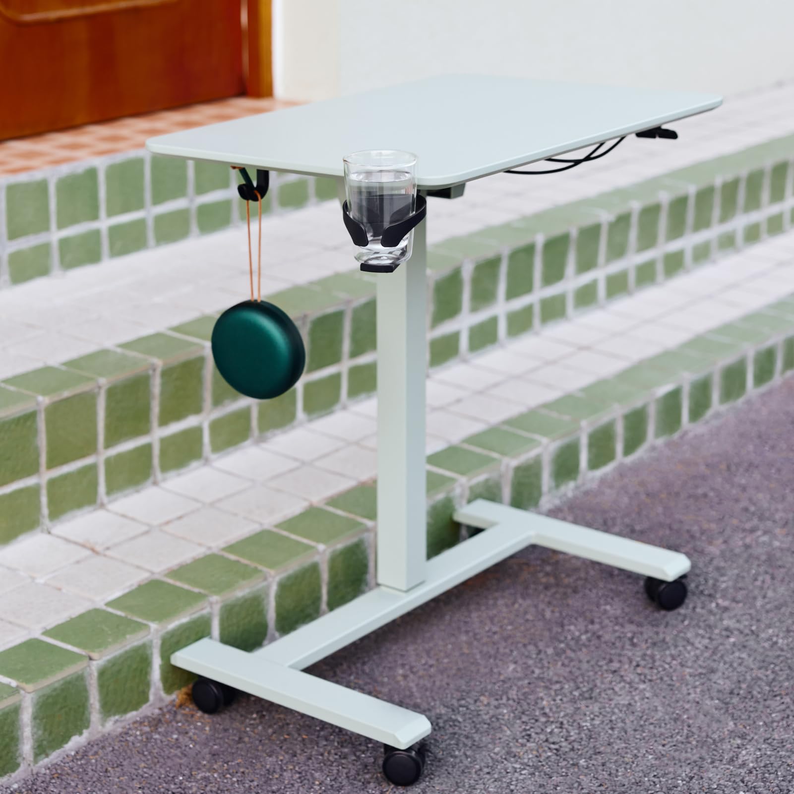 TopJob ANYDESK FOLD Mobile Standing Desk, Portable with Lockable Wheels, Foldable Stand Desk, Rolling Computer Workstations, Used for Home, Couch Side Table, Bedside Table in Bed Room Kitchen (Black)