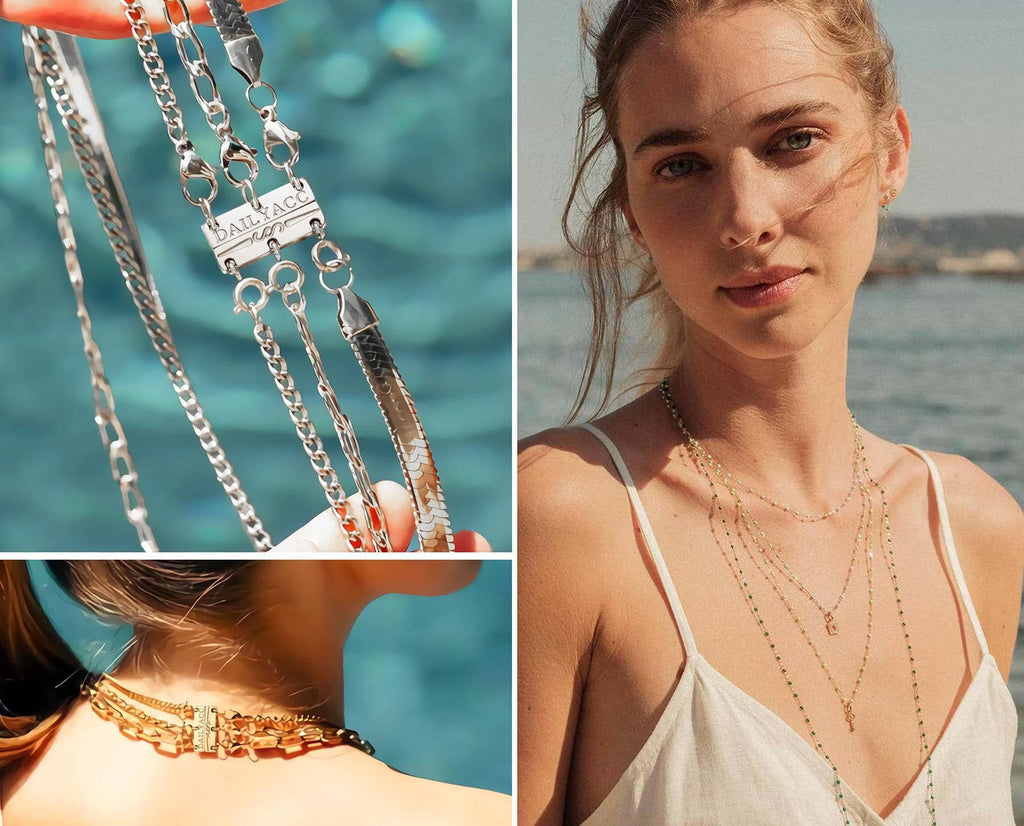 Layering Magnetic Necklace Clasp,18 K Gold and Silver Separator for Stackable Necklaces