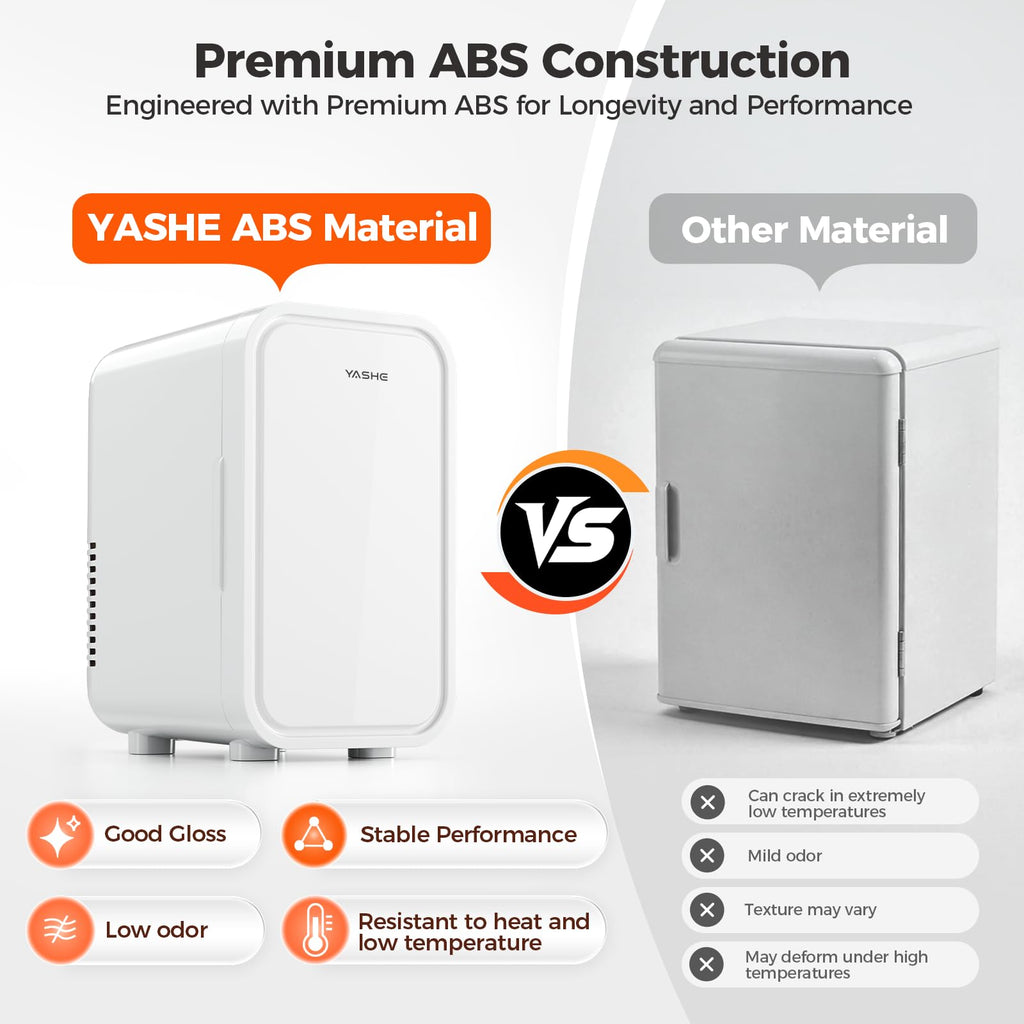YASHE Mini Fridge, 4 Liter/6 Can Mini Makeup Fridge, 110V AC/ 12V DC Portable Thermoelectric Cooler&Warmer for Skincare, Drink, Cosmetic, Medicine, Small fridge for Bedroom, Office, Dorm, Car, Black