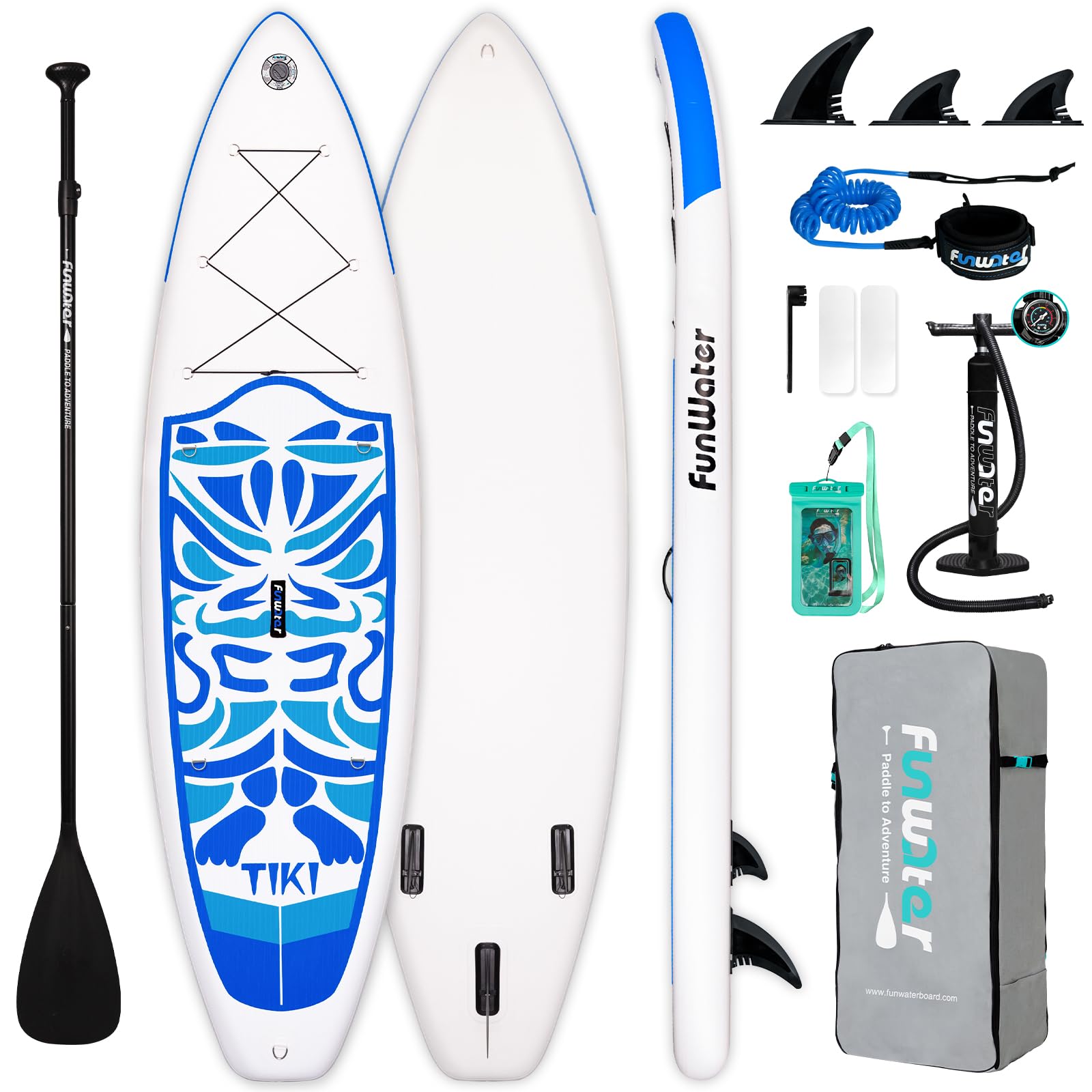 FunWater Inflatable Ultra-Light Stand Up Paddle Board for All Skill Levels with Premium SUP Paddleboard Accessories,Non-Slip Comfort Deck for Youth & Adults