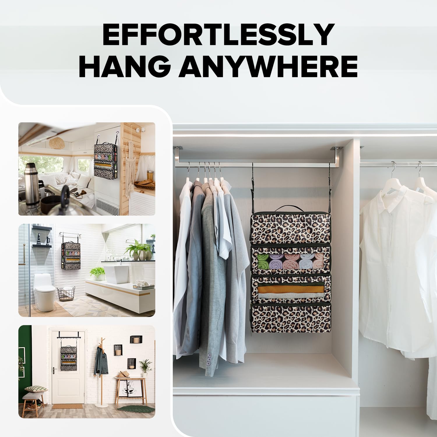 Suitcase Organizer, Travel Luggage Organizer Hanging Shelves Packing Cube Closet/Collapsible Portable Travel Organizer for Carry-on