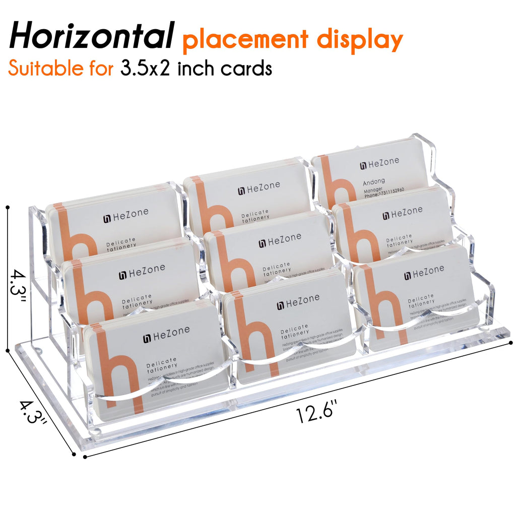HeZone Business Card Holder for Desk Display, Clear Acrylic Cards Organizer Stand for Men and Women, Business Cards Case Rack 1 Pack, Holds 50 Cards-1 Slot