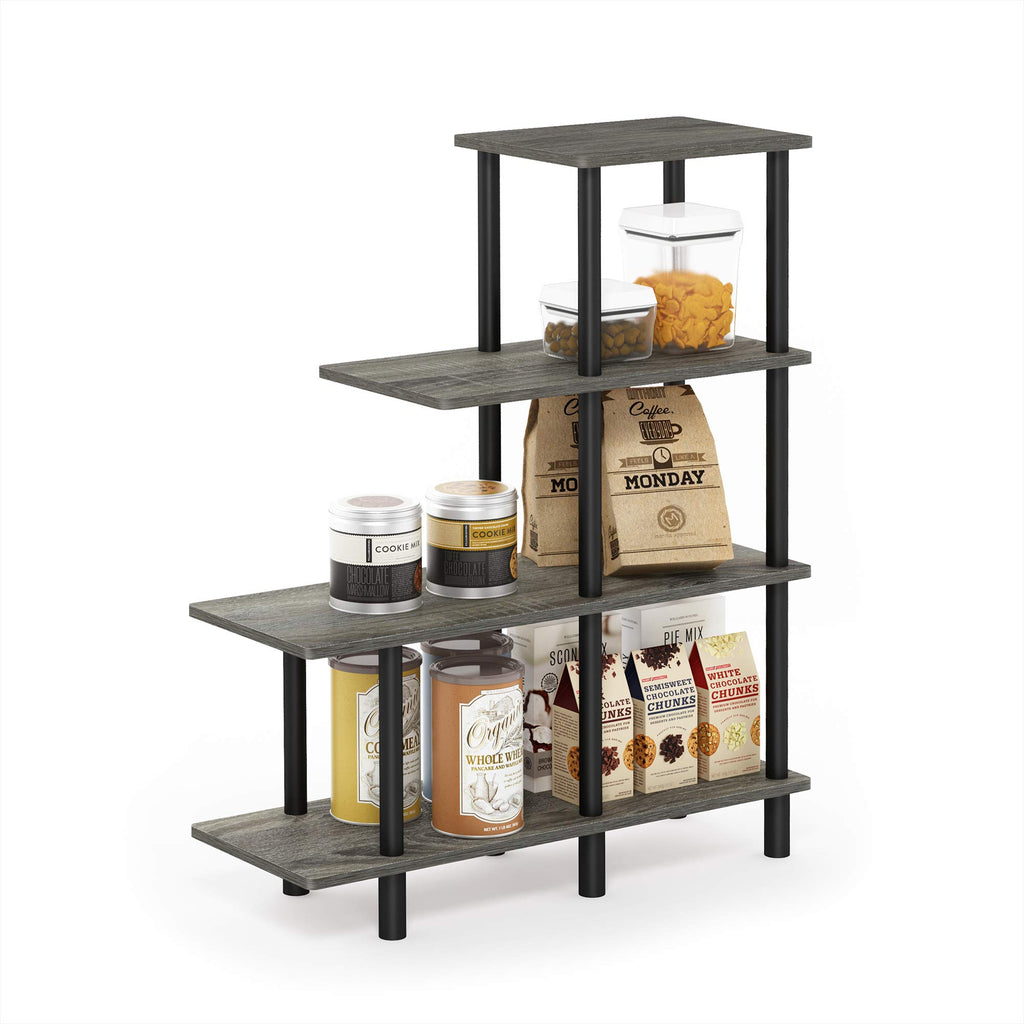 Furinno Turn-N-Tube 4-Tier Design Display Rack, Espresso/Black
