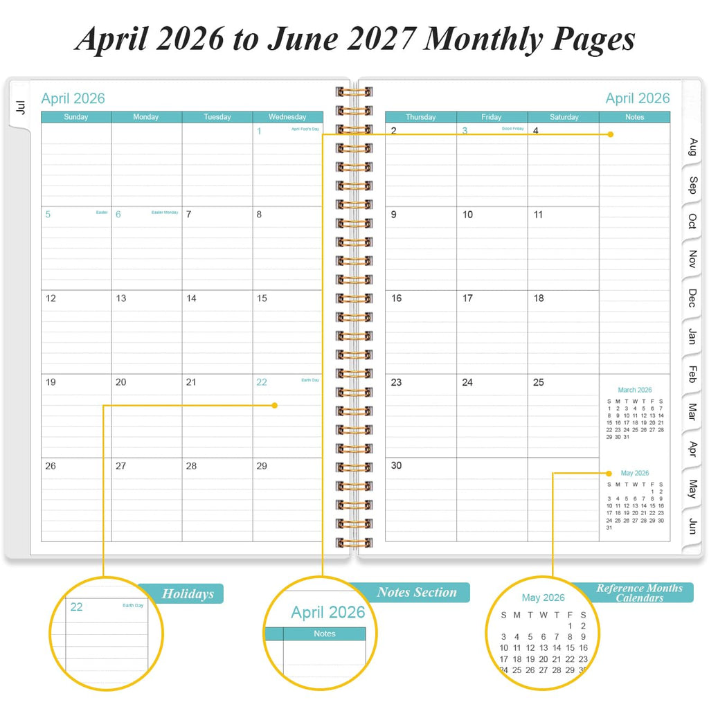2026-2027 Daily & Monthly Planner - One Page Per Day, Daily Planner from July 2026 to June 2027, Planner 2026-2027 with 12 Monthly Tabs, 6.4" x 8.5", Black