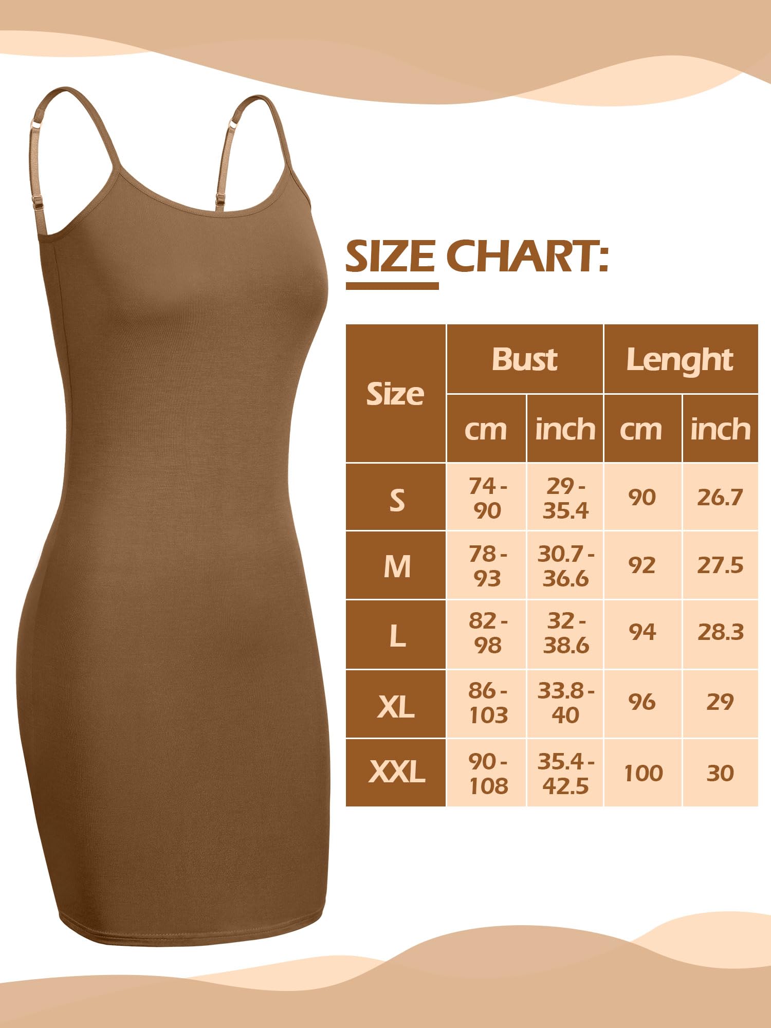 WILLBOND 3 Pieces Women's Basic Cami Long Tanks Dress Spaghetti Strap Slips for Under Dresses, Long Camisoles for Layering