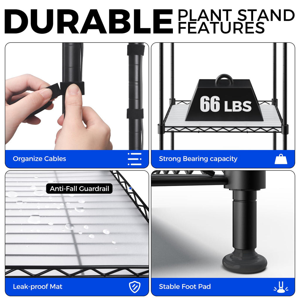 CX2 Plant Stand with Grow Lights for Indoor Plants, 6-Tier Metal Plant Shelf Display Rack with 2FT 150W Full Spectrum Plant Light, 3 Adjustable Spectrum, Timer, for Growing, 29.5x13.8x71IN