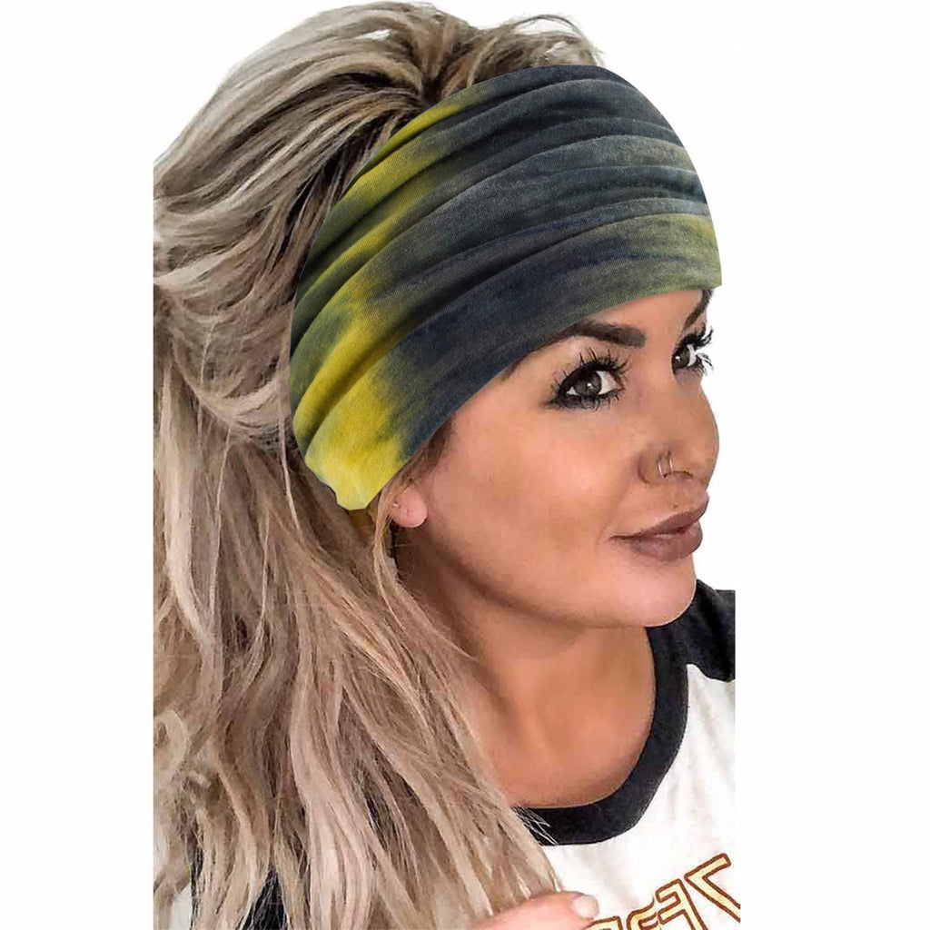 Boho Headbands For Women Fashion Stretch Wide Hair Bands Knoted Turban Head Bands Yoga Running Sweatband Elastic Headband Stylish Wrap Headbands Hair Accessories for Teen Girls 4 Pack