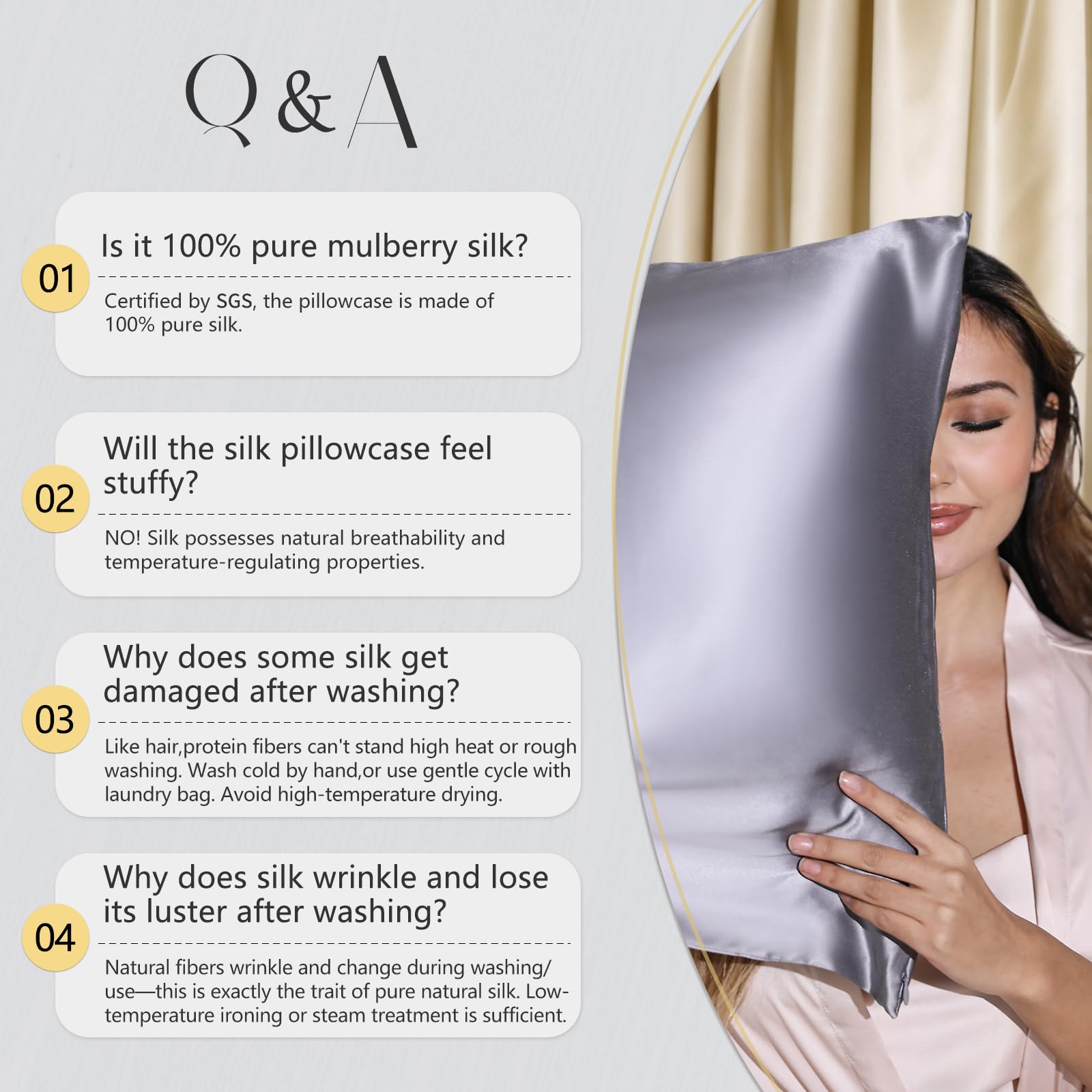 ZIMASILK Upgraded 100% 6A Grade Pure Mulberry Silk Pillowcase for Hair and Skin Silk Pillow Cases with Reinforced Hidden Zipper, More Soft & Durable, Gift Box (Standard 20"x26" Beige)