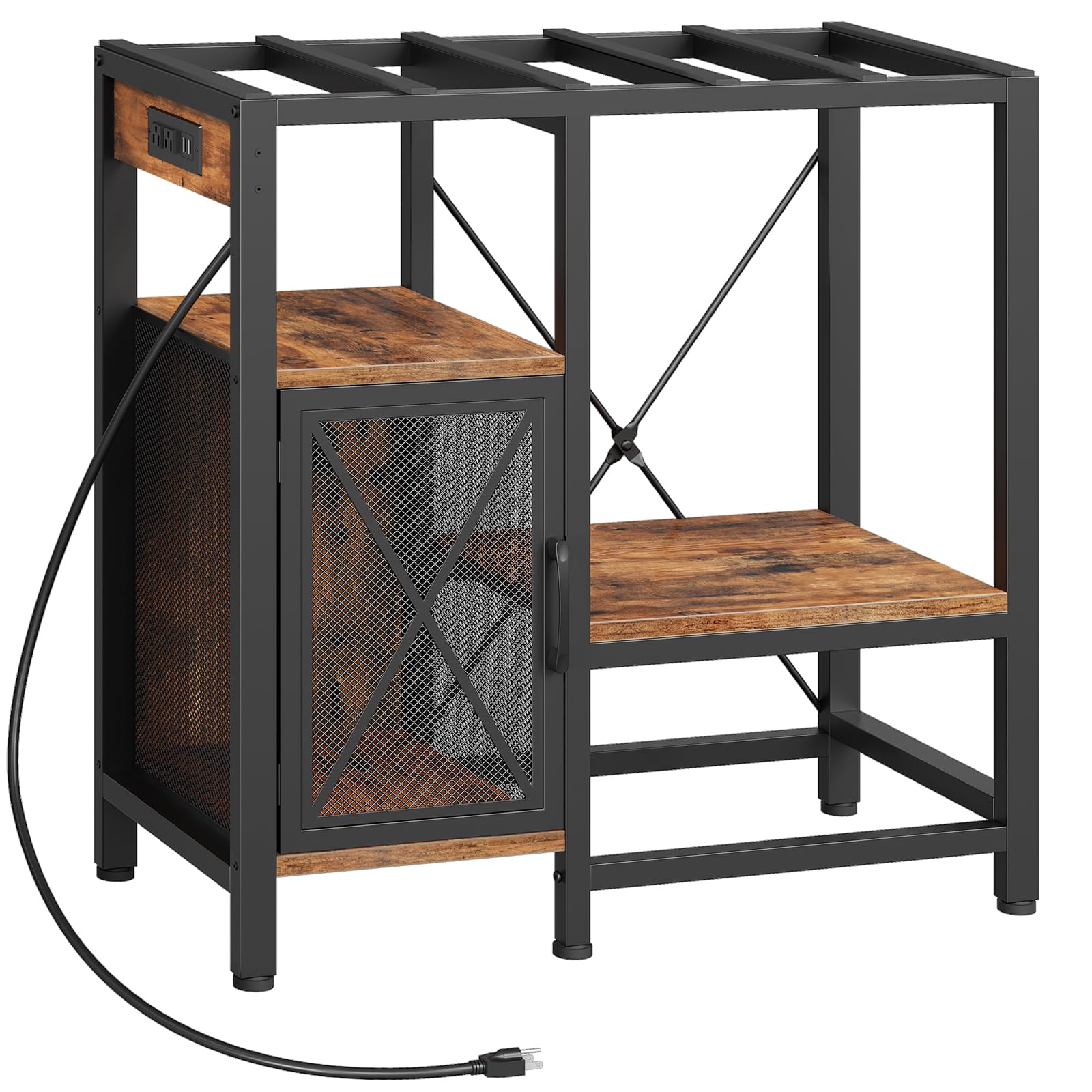 MAHANCRIS 20-37 Gallon Fish Tank Stand, Aquarium Stand with Power Outlet and Storage Cabinet, Heavy Duty Tank Stand Suitable for Turtle Tank, Reptile Terrarium, for Home Office, Black FTHB40E01