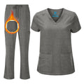 Women's Cool Stretch V-Neck Top and Cargo Pant Scrub Set with Regular and Petite Sizes