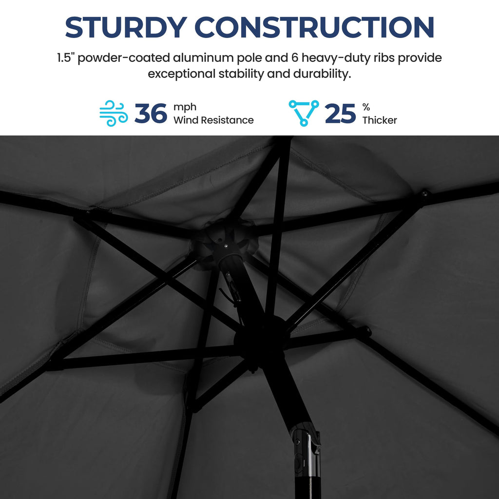 SUNVIVI OUTDOOR Outdoor Patio Umbrella, Patio Umbrella, Market Umbrella, Large Outdoor Umbrella, Metal Pole Umbrella with Push Button Tilt and Crank, Polyester Canopy
