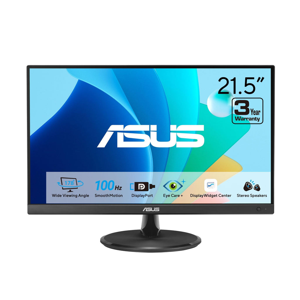 ASUS 22” Eye Care Monitor (VP229QF) – 100Hz, IPS, Full HD, 99% sRGB, Frameless, Adaptive-Sync, DisplayPort, HDMI, Low Blue Light, Flicker Free, Wall Mountable, 3 yr Warranty