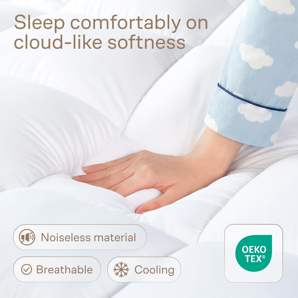 Ultra Soft Twin Mattress Topper - Cloud-Like Mattress Pad for Full Back Support - Breathable Cooling Material for Hot Sleepers, White