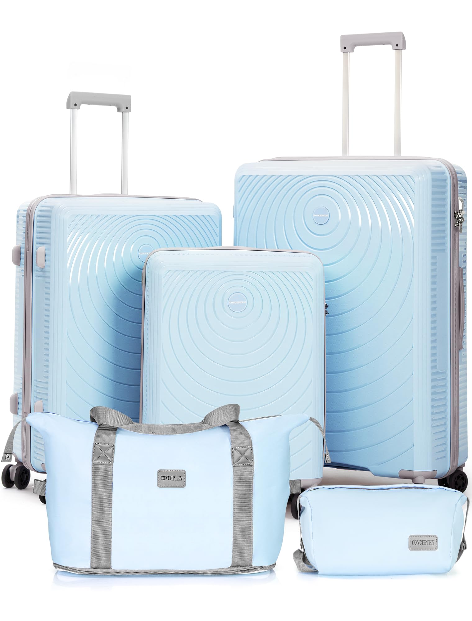 CONCEPTEN Luggage Sets,Suitcases with Wheels, Hardshell Suitcase Set, PP Carry on Luggage Set with TSA Lock, Travel Luggage (Black, Bag Type)