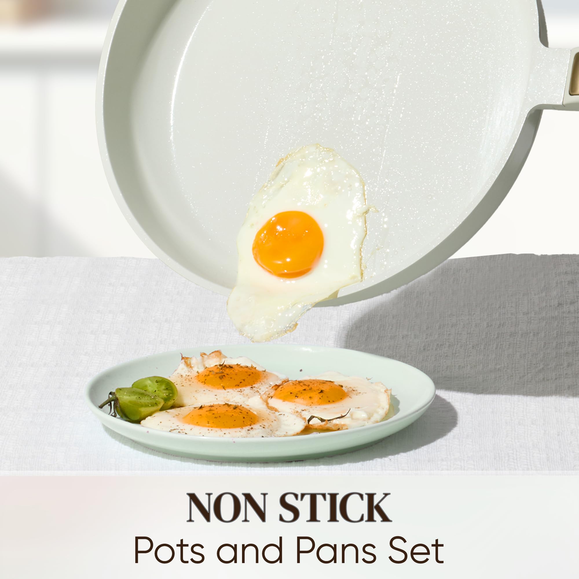 CAROTE 14Pcs Pots and Pans Set Non Stick, Cookware Sets Induction Cookware Granite Cooking Set with Frying Pans, Saucepans, Saute Pan, Extra Large Casserole