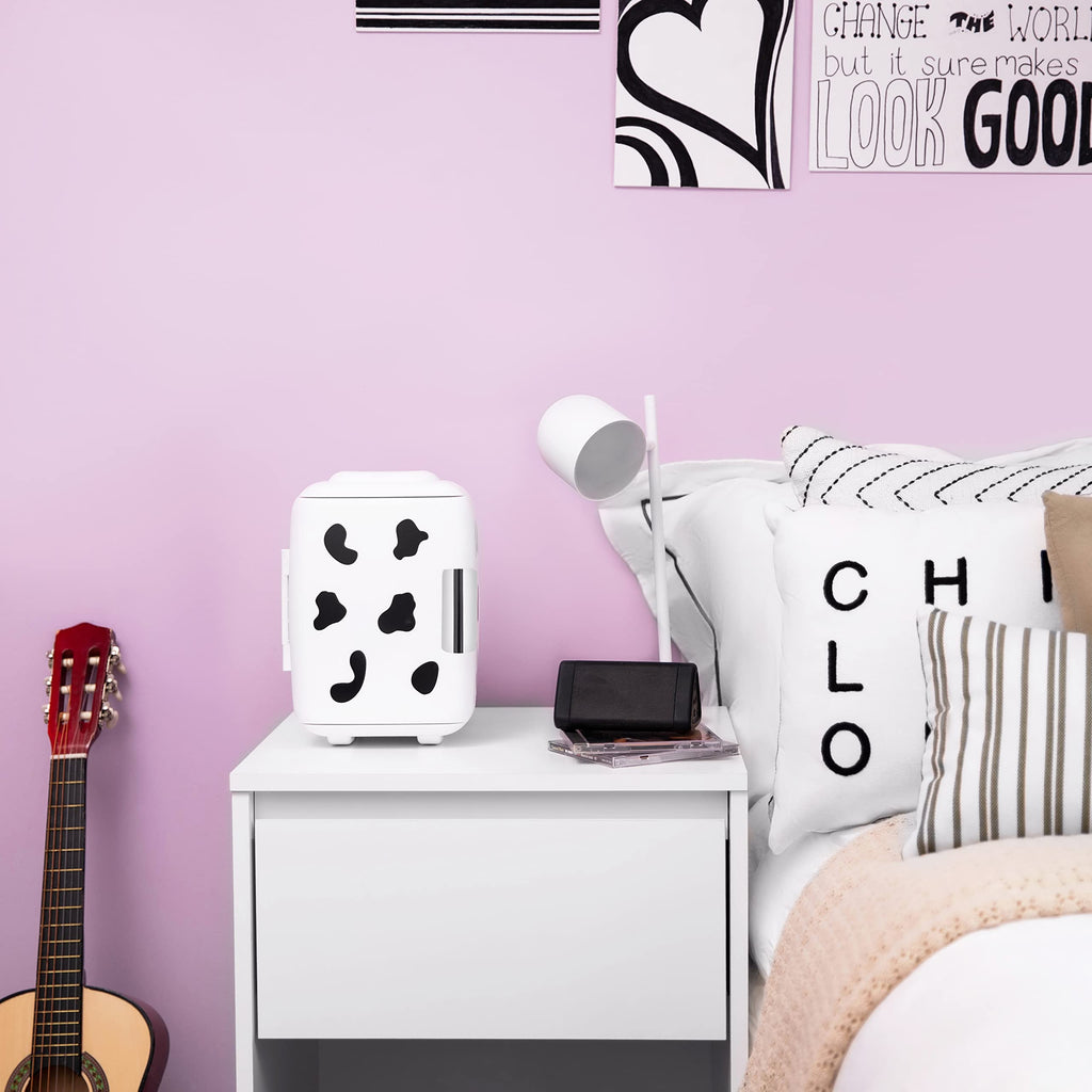 Cooluli Mini Fridge for Bedroom - Car, Office Desk & Dorm Room - Portable 4L/6 Can Electric Plug In Cooler & Warmer for Food, Drinks, Skincare Beauty & Makeup - 12v AC/DC & Exclusive USB Option, Black