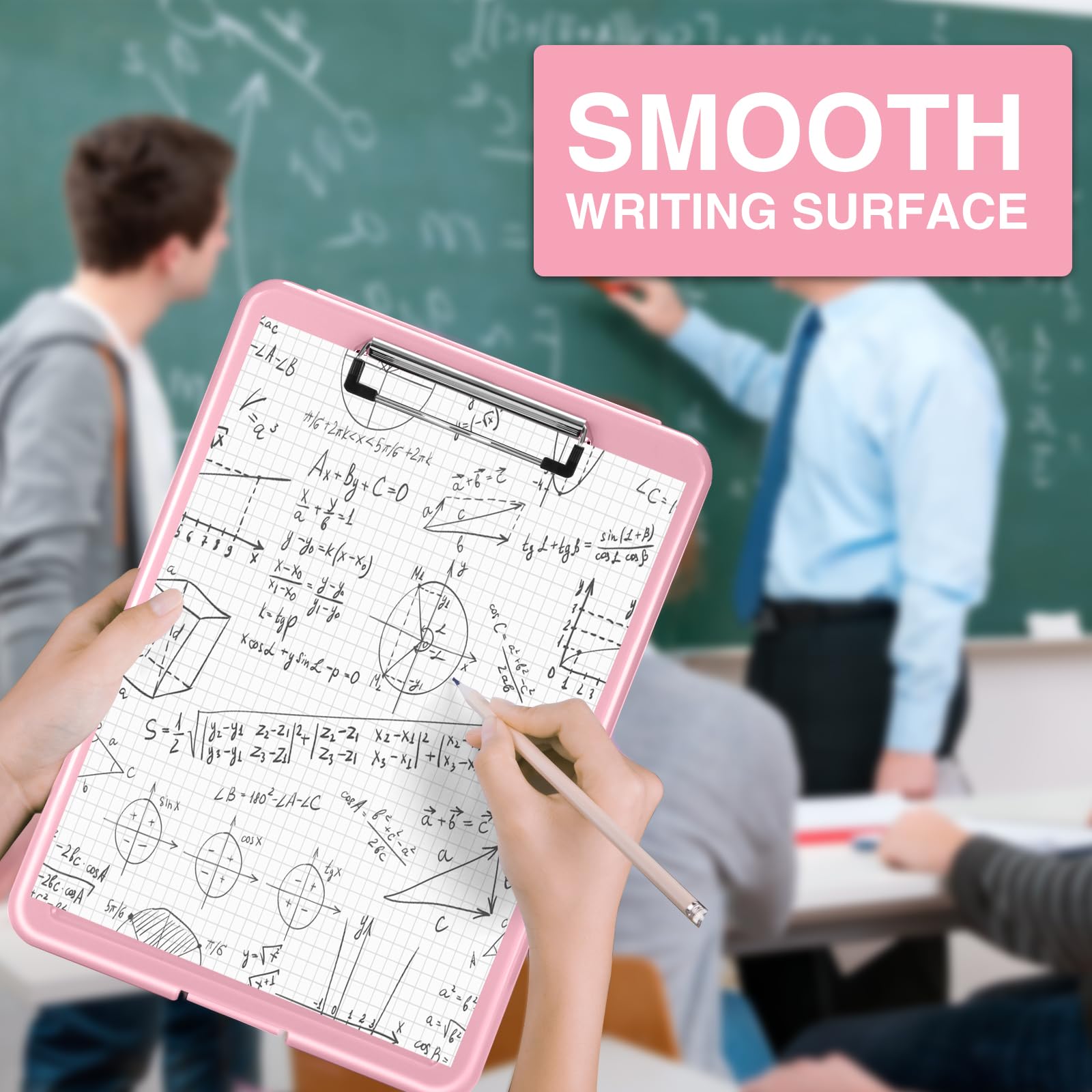 Sooez Clipboard with Storage, Plastic Storage Clipboards with Low Profile Clip, Nursing Clip Boards Foldable, Hanging Clipboard Case for Work, Teacher, Classroom Must Haves, Office School Supplies