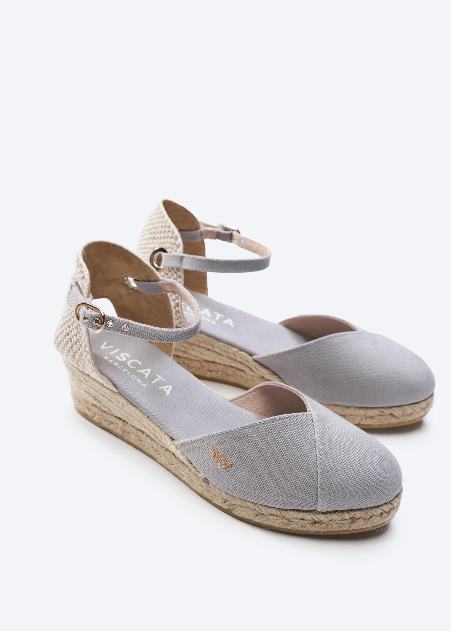 Viscata Pubol Espadrille Canvas Low Wedges with Ankle Strap Spain Handmade 2” Heel Women's Sandals with Breathable Organic Cotton Canvas and 100% Natural Jute for all Occasions: Casual, Work, Party