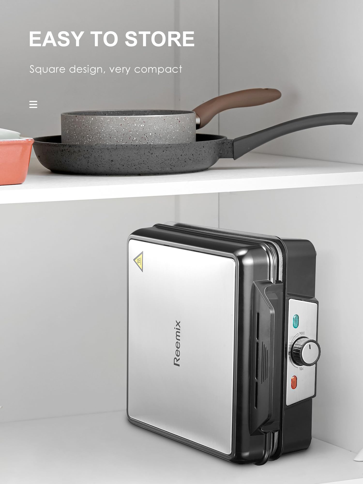 Belgian Waffle Maker 4 Slices, 1200W Waffle Iron, Anti-Overflow Waffle Iron with Browning Knob, Nonstick Plates, Indicator Lights, Silver/Black (Black, Silver)