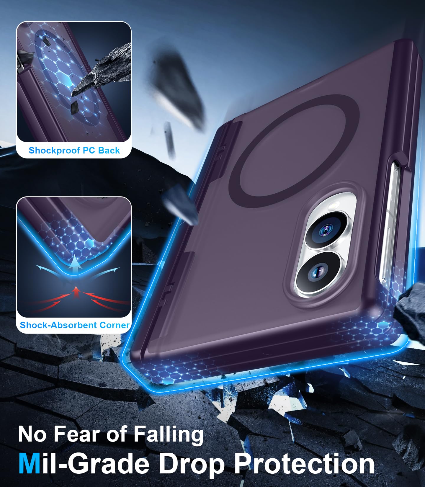 for Samsung Galaxy Z Fold 8 Case,[Compatible with MagSafe][Built-in HD Screen Protector & Kickstand][Hinge Protection]Translucent Matte Full-Body Shockproof Phone Case for Galaxy Z Fold 8,Black