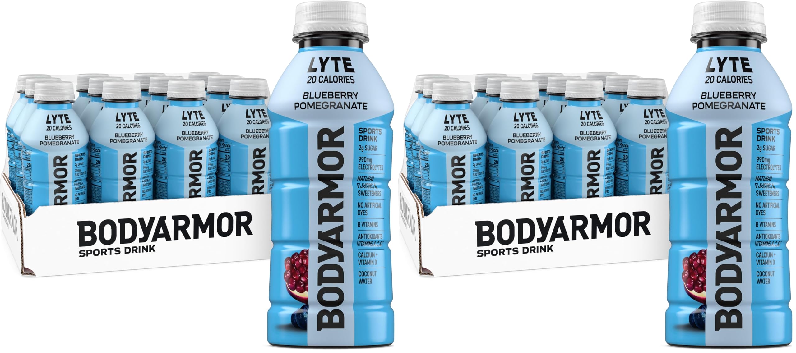 BODYARMOR Lyte Sports Drink Low-Calorie Beverage, Blueberry Pomegranate, Coconut Water Hydration, Natural Flavors with Vitamins, Potassium-Packed Electrolytes, 16 Fl Oz (Pack of 12)