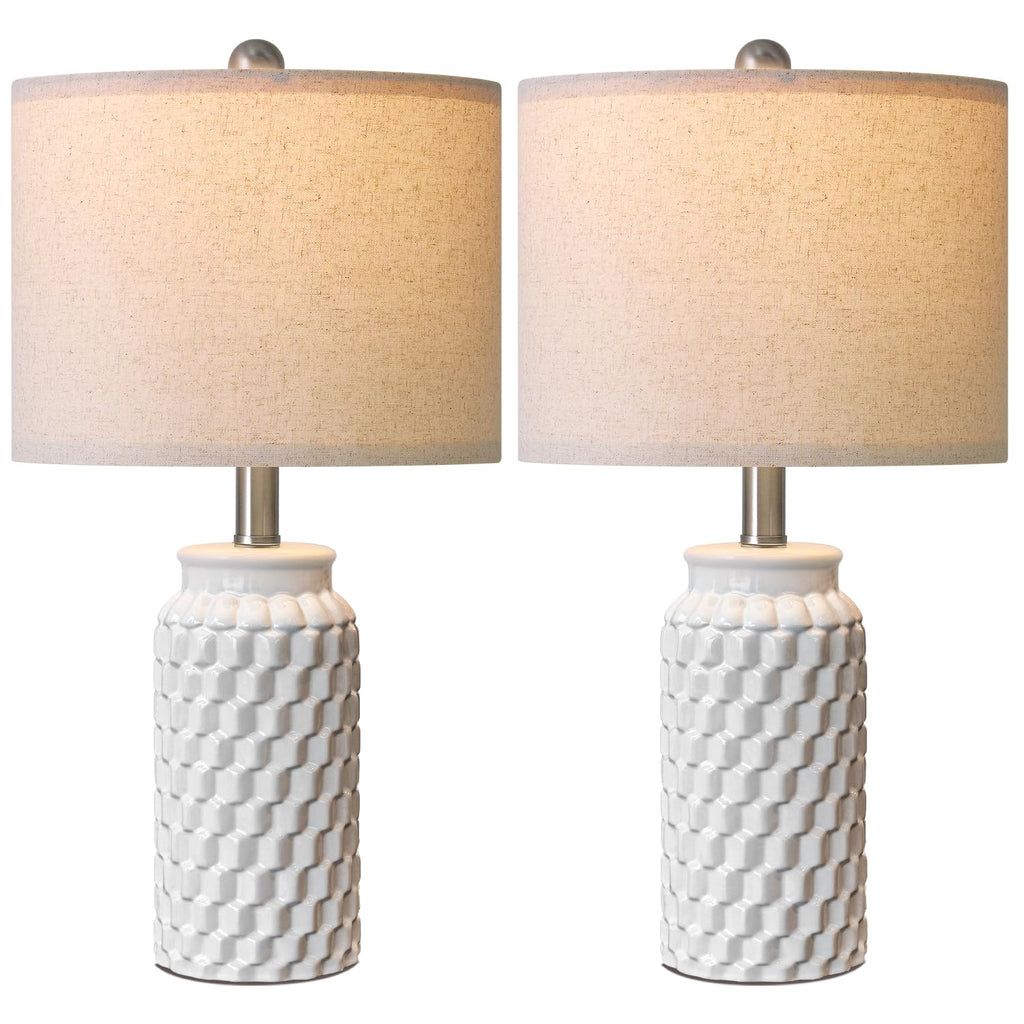USumkky 20.5" Gold Modern Ceramic Bedside Lamp Set of 2 for Bedroom Decor Farmhouse Table Lamp for Living Room Office Dorm