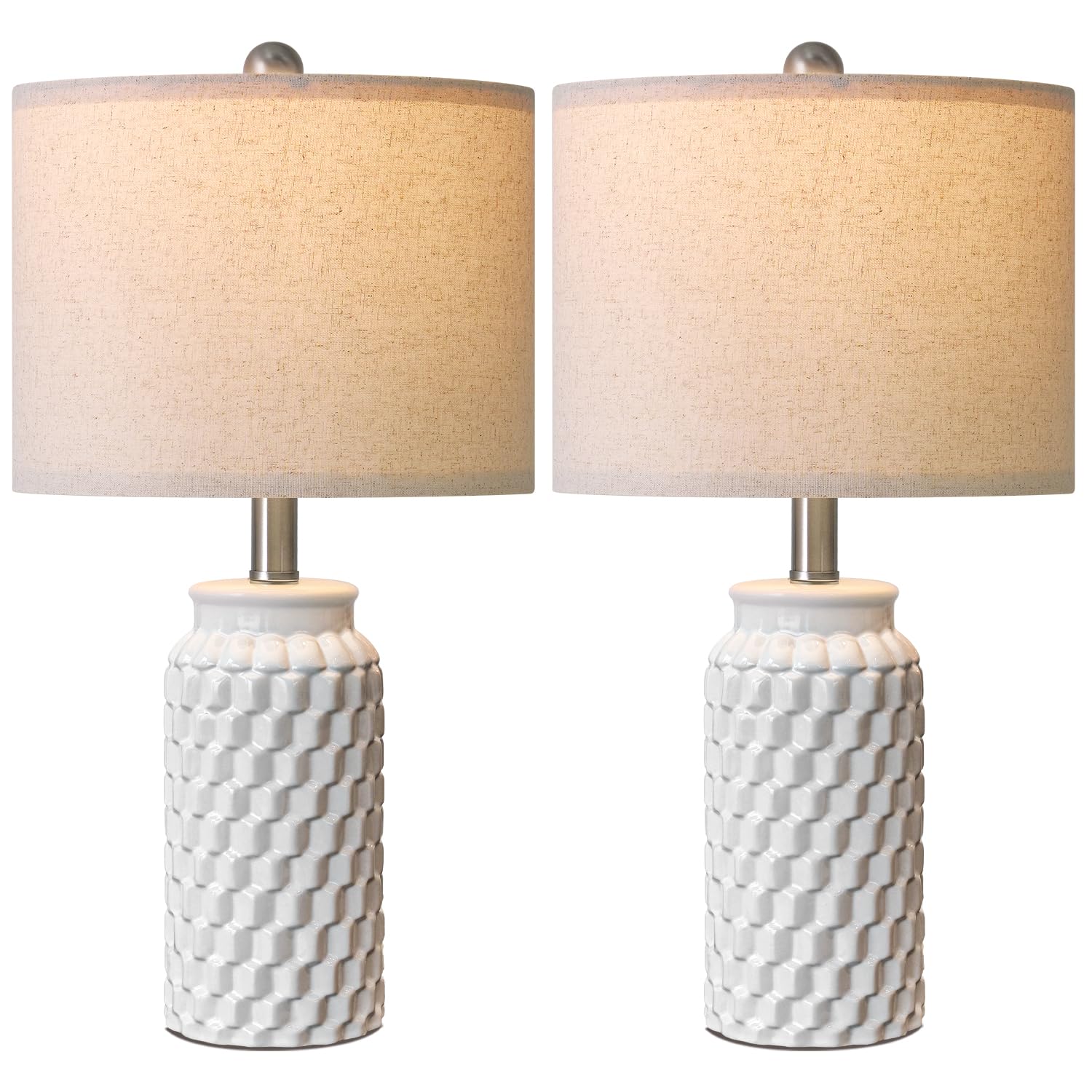 USumkky 20.5" Gold Modern Ceramic Bedside Lamp Set of 2 for Bedroom Decor Farmhouse Table Lamp for Living Room Office Dorm