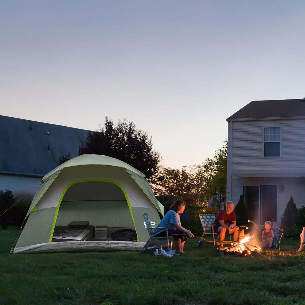 CAMPROS CP Camping Tent 2/4/6 Person, Waterproof Windproof Double Layer Dome Tent, Easy Setup with Large Mesh Windows & Wide Door for Outdoor Camping Backyard