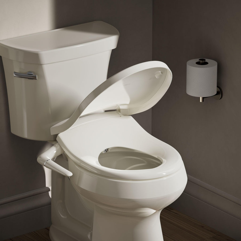 Kohler PureWash M250 Manual Round Bidet Toilet Seat, White, Quiet-Close Lid Prevents Slamming, Easy Installation with Quick-Release Hinges, Adjustable Spray Position & Pressure