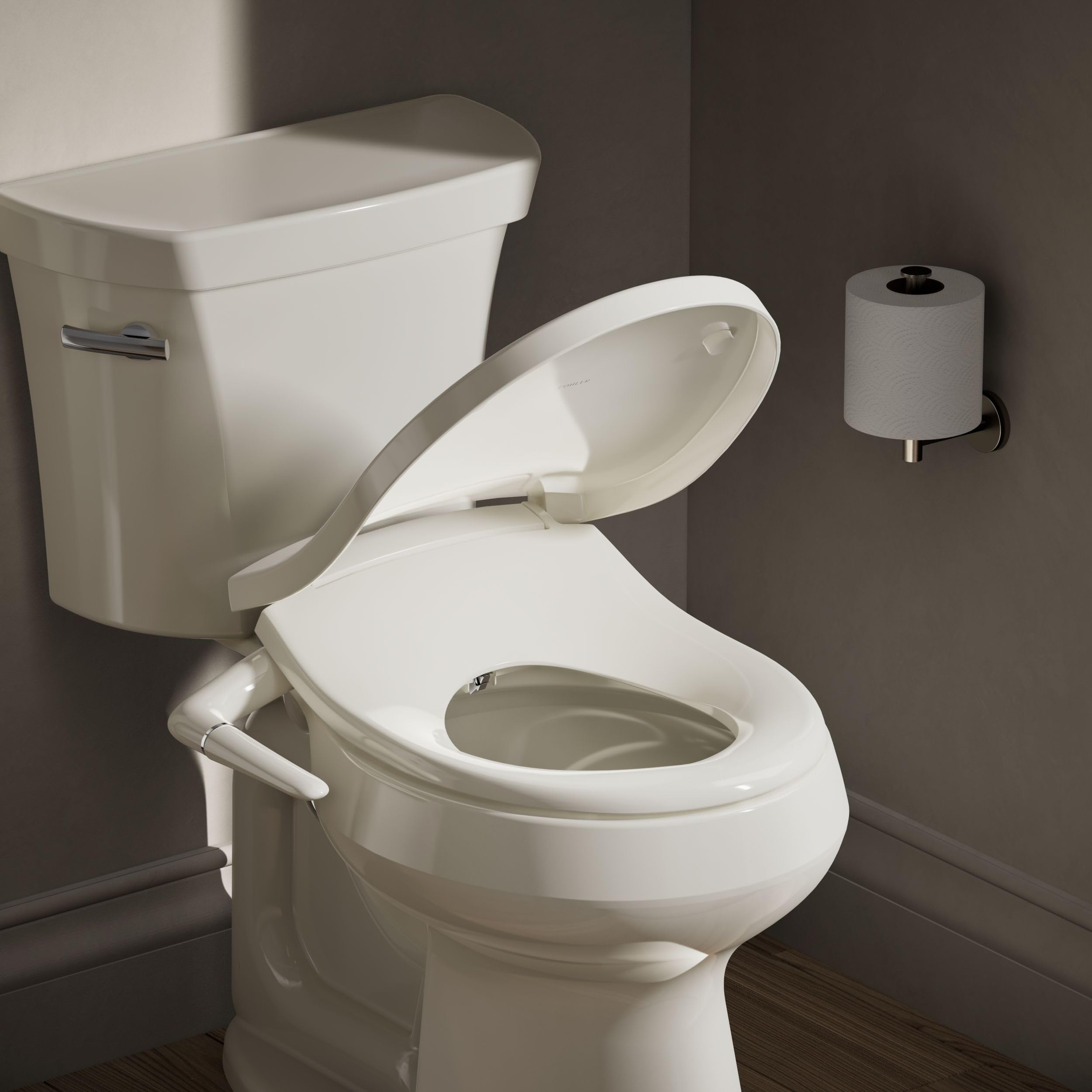 Kohler PureWash M250 Manual Round Bidet Toilet Seat, White, Quiet-Close Lid Prevents Slamming, Easy Installation with Quick-Release Hinges, Adjustable Spray Position & Pressure