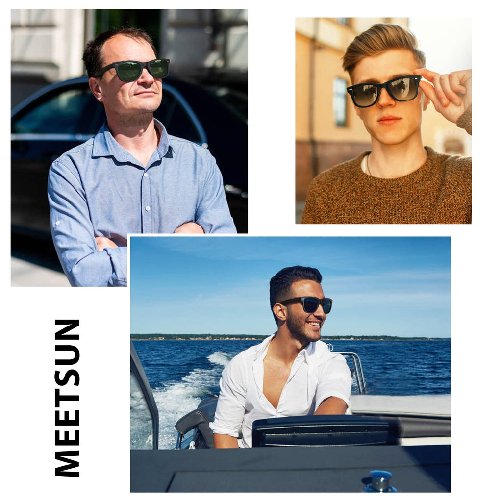 MEETSUN Retro Polarized Sunglasses for Women Men Classic Mirror Lens Driving Trendy Sun Glasses UV Protection (3 Pack)