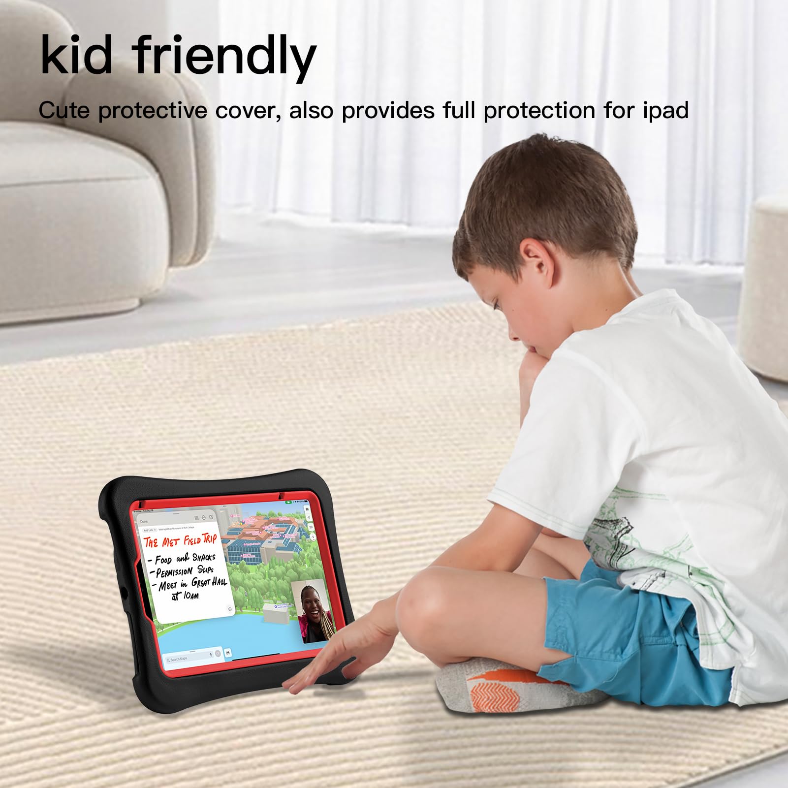 Kids Case for iPad mini 7 (A17 Pro) 2024 /iPad Mini6 2021, Light Weight Heavy Duty/Shockproof/Drop Proof with Handle/Kickstand, Child Friendly Cover for iPad mini 7th/6th Gen 8.3inch (red)