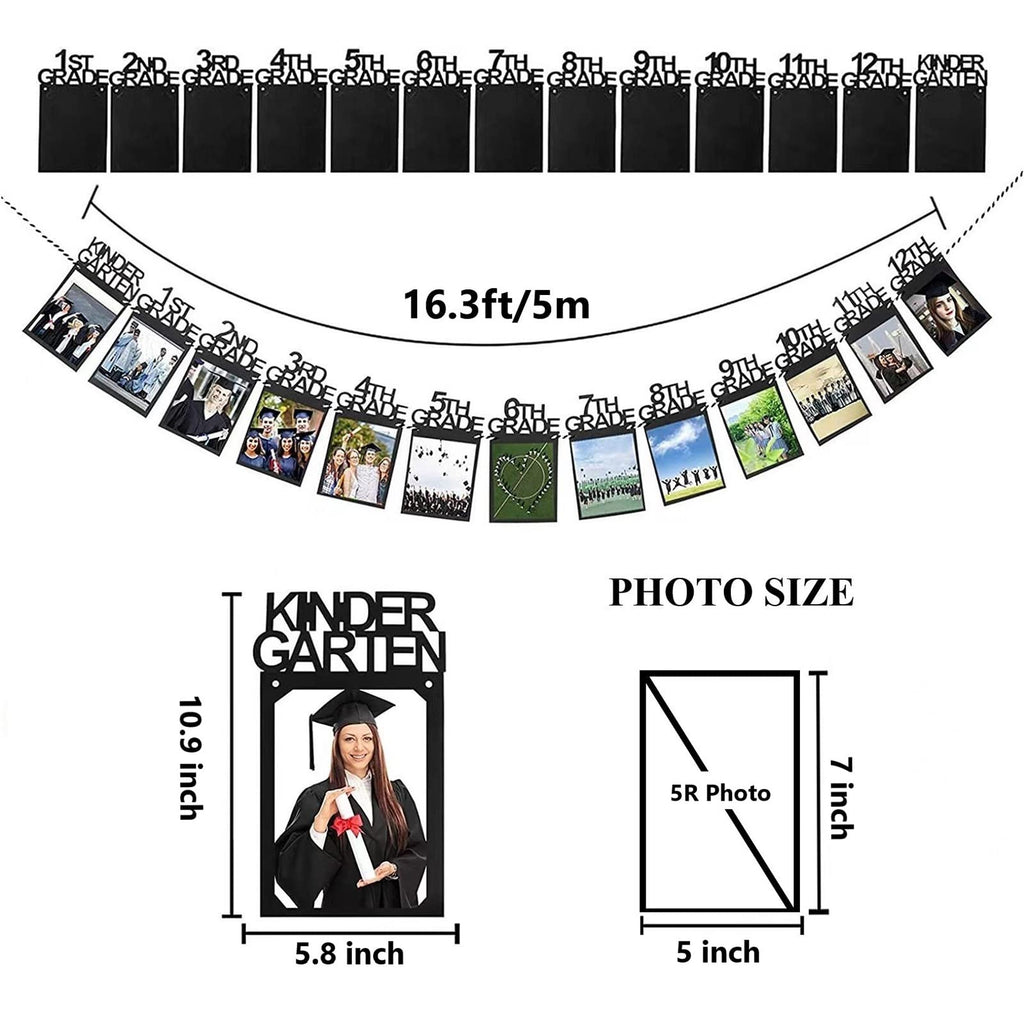 Graduation Photo Banner for Party Decoration, Including Kindergarten to 12th Grade Picture Banner Middle High School College Graduation Party Supplies