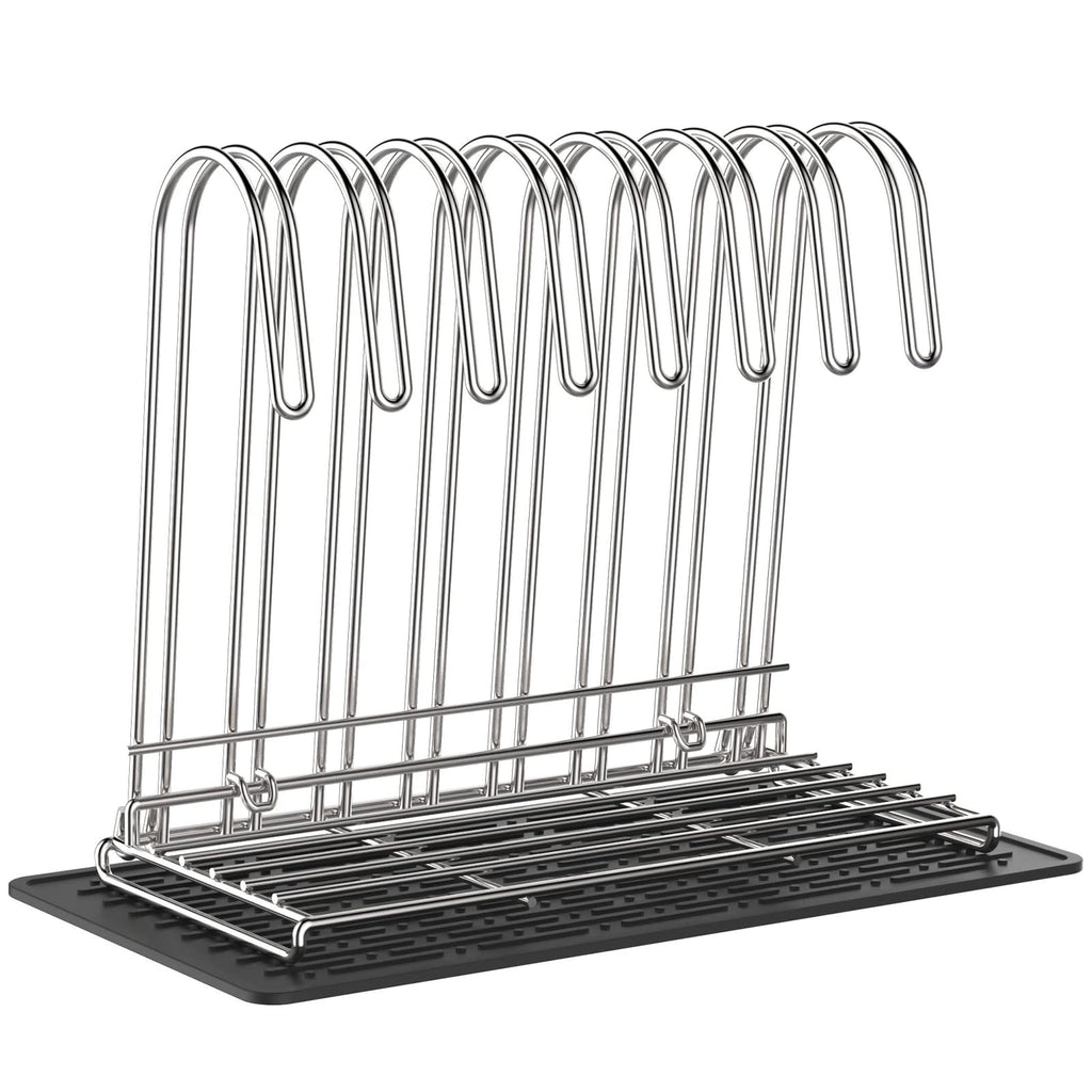 IDEATECH Reusable Bag Rack with Cup Drying Mat,Plastic Bag Dryer Rack Dish Drying,Collapsible Kitchen Counter Storage Organizer Sponge Holder,Dryer Rack for Silicone Storage Bag,Kitchen Must Have