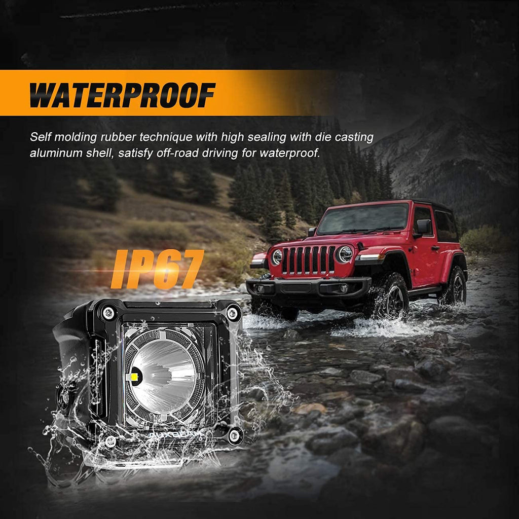 Auxbeam FA Series 3 Inch LED Cubes with DRL 2 Modes Spot Beam Offroad Lights 20W Driving Spotlights A-Pillar Ditch Lights for 4x4 Truck Car ATV Motorcycle, Pair