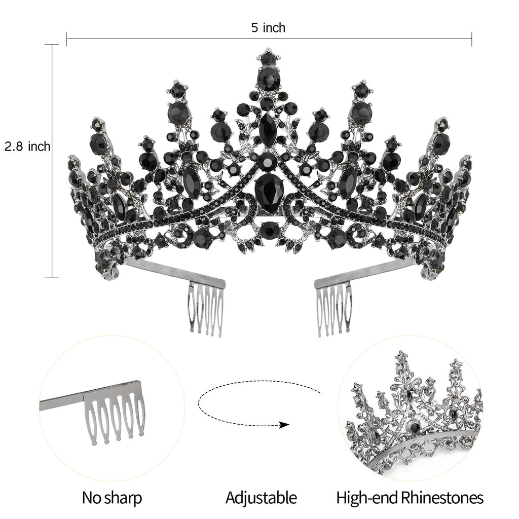 VELSCRUN AB Silver Crystal Birthday Queen Tiara Crowns for Women Girls Birthday Queen Headband Sash Elegant Princess Crown with Combs Hair Accessories Happy Birth Party Decorations Mom Gift
