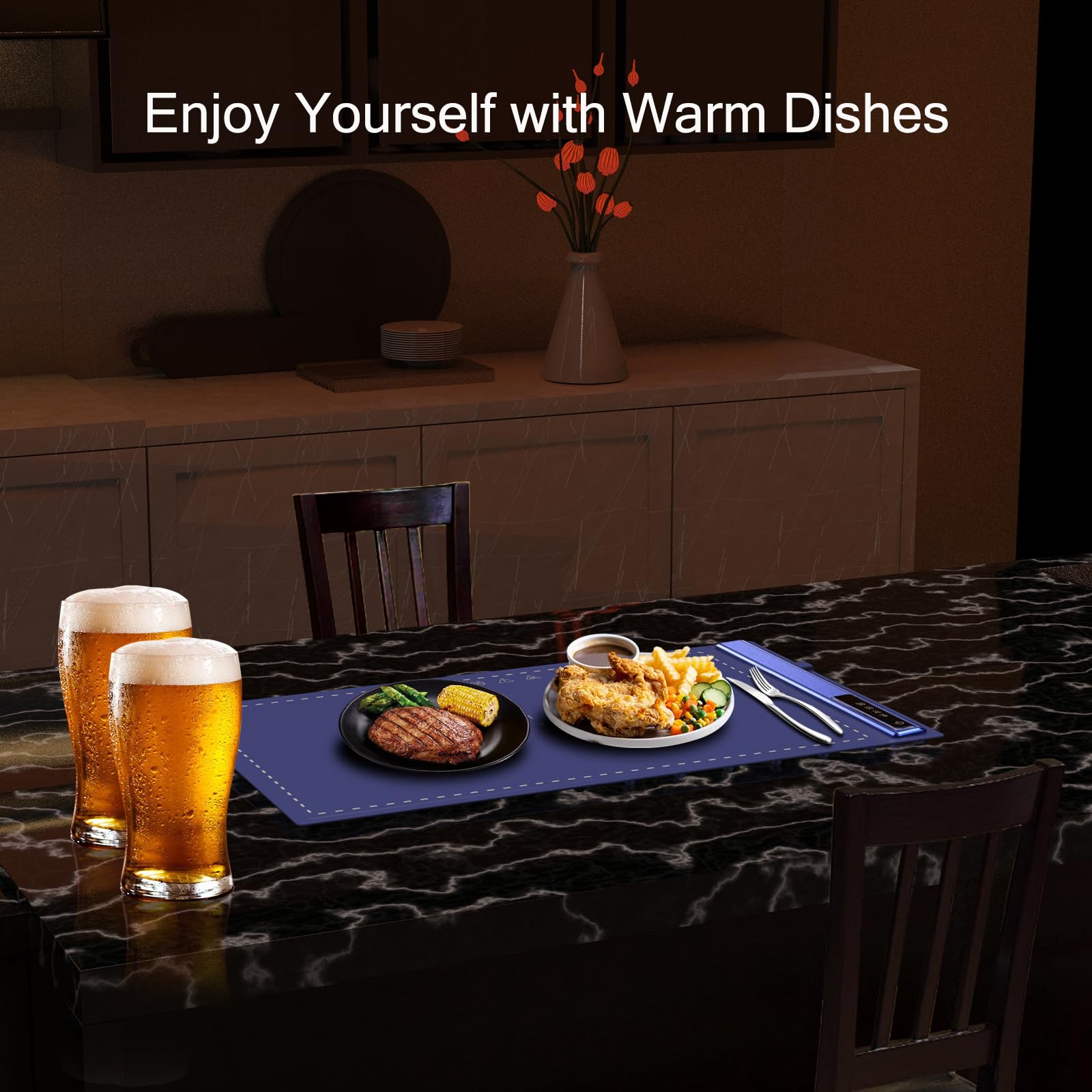 Upgrade Warming Mat for Food with Adjustable Temperature-Portable Electric Warming Tray,Roll Up Silicone Food Warmer for Parties with 3 Temperature Settings,Versatile Food Warmers for Parties Buffet