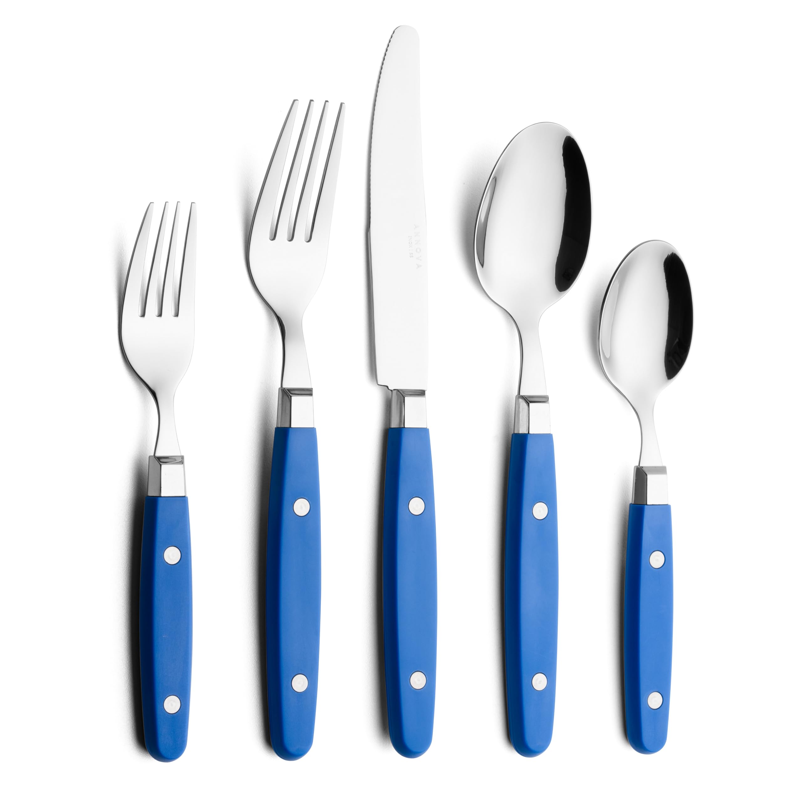 ANNOVA Silverware Set, Retro/Rivet Colorful Stainless Steel Tableware Kitchen Flatware Set Utensils, Includes Dinner Knives, Forks, Spoons, Salad Forks & Dessert Spoons (Brown, 20 Pieces)