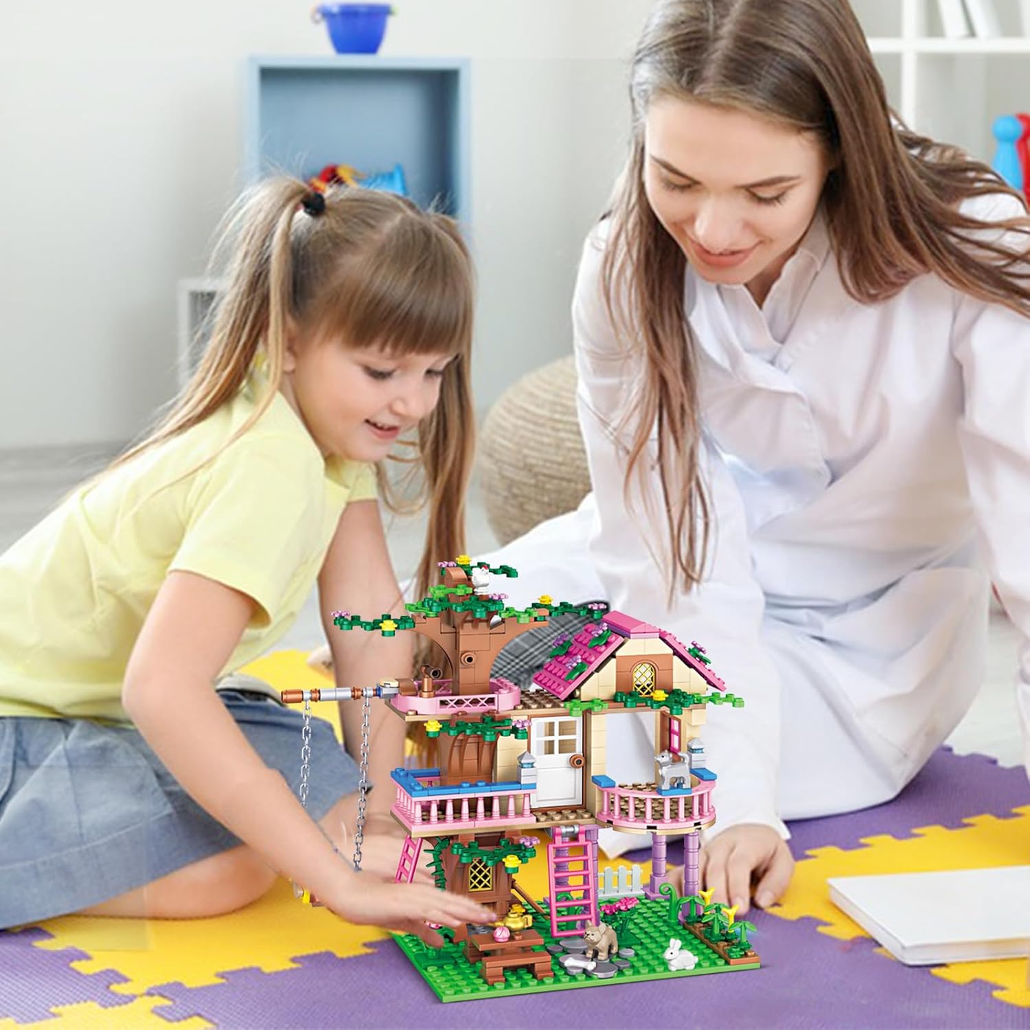 HSANHE Tree House Building Set Compatible with Friends, 504 PCS Forest House Building Kit Birthday Gift for Kids Girls Boys Age 6-12 Years（7652）