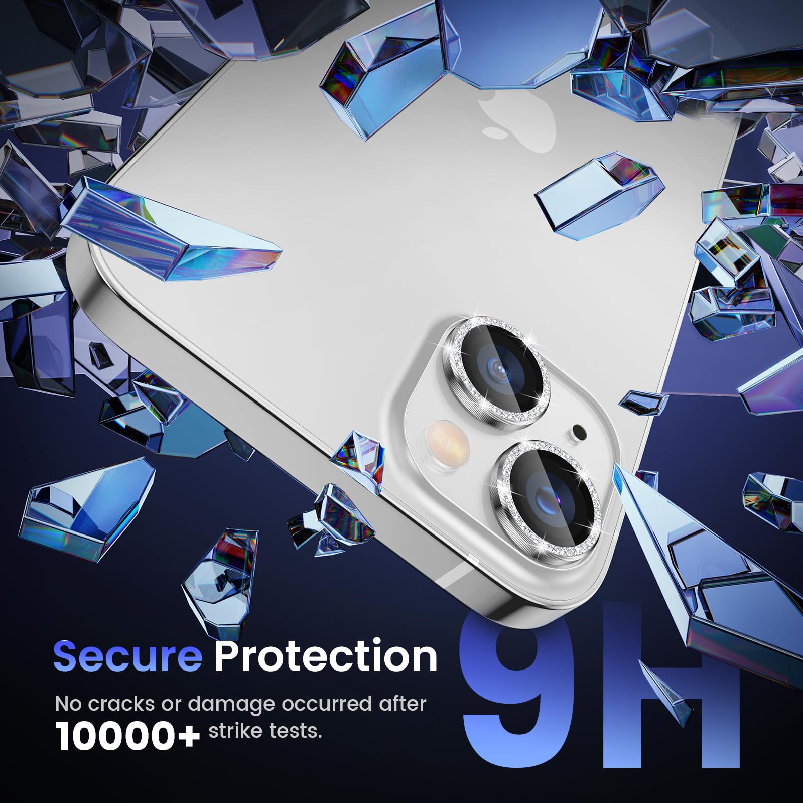 Tensea for iPhone 13 mini/iPhone 13 Camera Lens Protector, 9H Tempered Glass Camera Cover Screen Protector Metal Individual Ring for iPhone 13mini 5.4 inch /13 6.1 inch