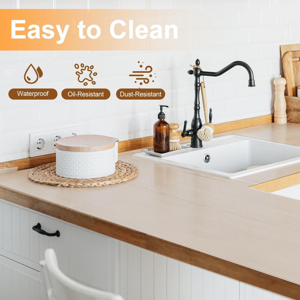 FEXIA Shelf Liner for Kitchen Cabinets Drawer Non Adhesive Non-Slip Liner 12 Inches x 20 FT Waterproof & Oil-Proof Durable Material Fridge Liner for Shelves