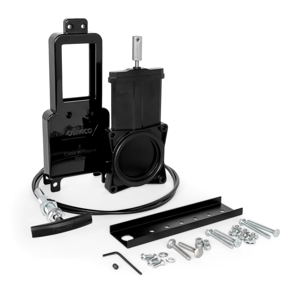 Camco RV Sanitation System 3" Waste Valve with 72" Cable Extension Kit for Sidewall or Control Access Compartment Mount Installation