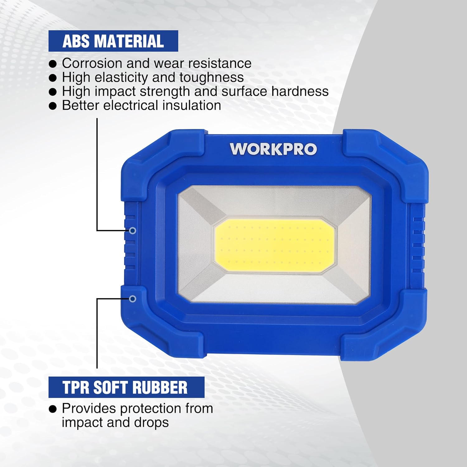 WORKPRO LED Work Light, Rechargeable Magnetic Work Lights with Stand, Portable 2000LM COB Flood Light for Camping, Fishing, Car Repair, Job Site Lighting, Hiking, 4 Modes, 2 Pack