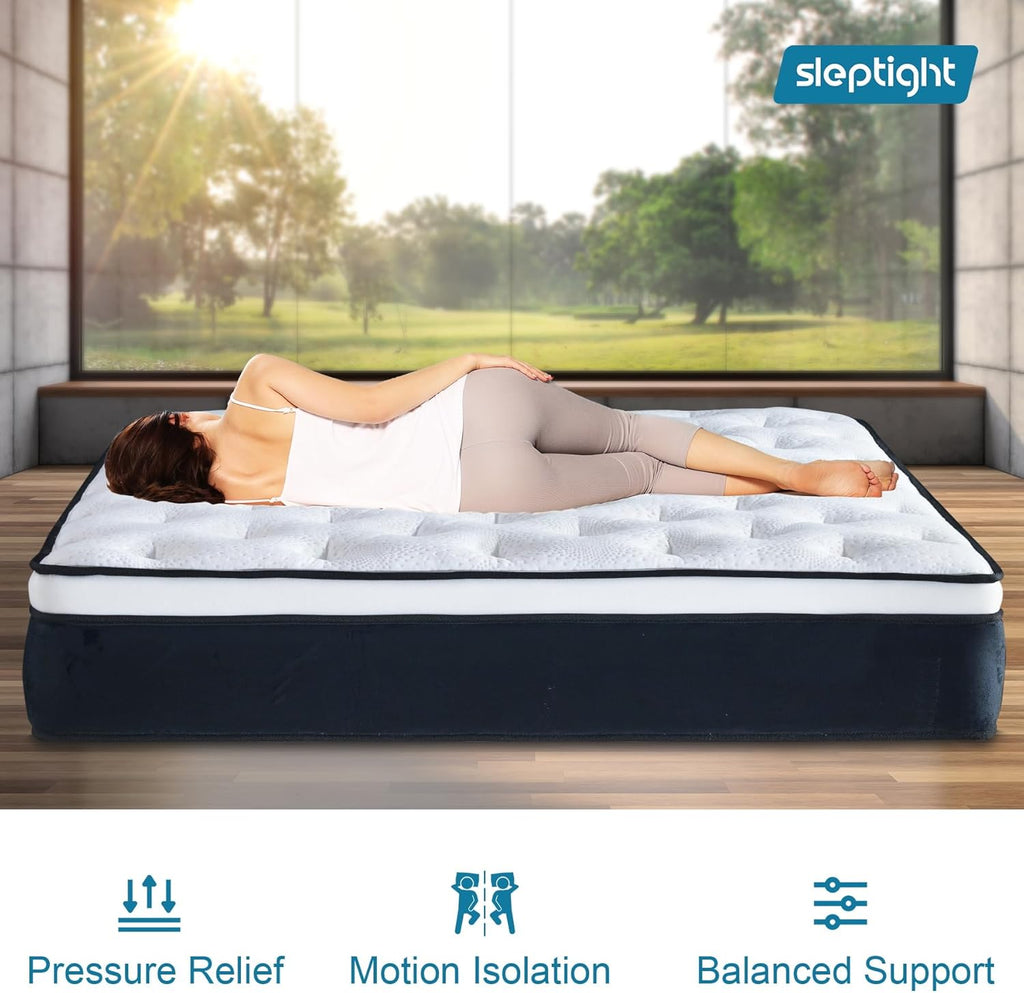 RV King Mattress 80" L x 72" W, 12 Inches Pillow Top Hybrid Camper Mattress in a Bag, Memory Foam Pocket Spring for RV Bed, Pop Up and Trailer, Short King
